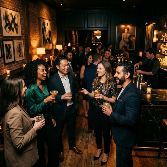 Members at exclusive cocktail gathering