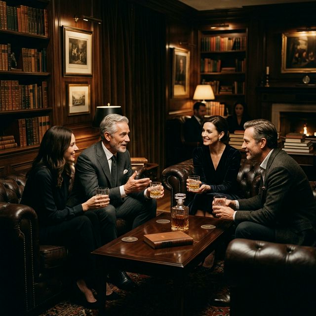 VIP lounge intellectual conversation